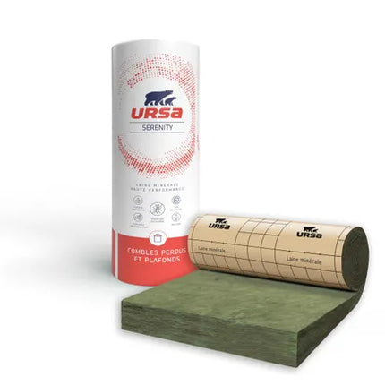 Rouleau laine de verre URSA SERENITY 40 kraft comble perdu Ep.200mm, 5x1.2m, R=5